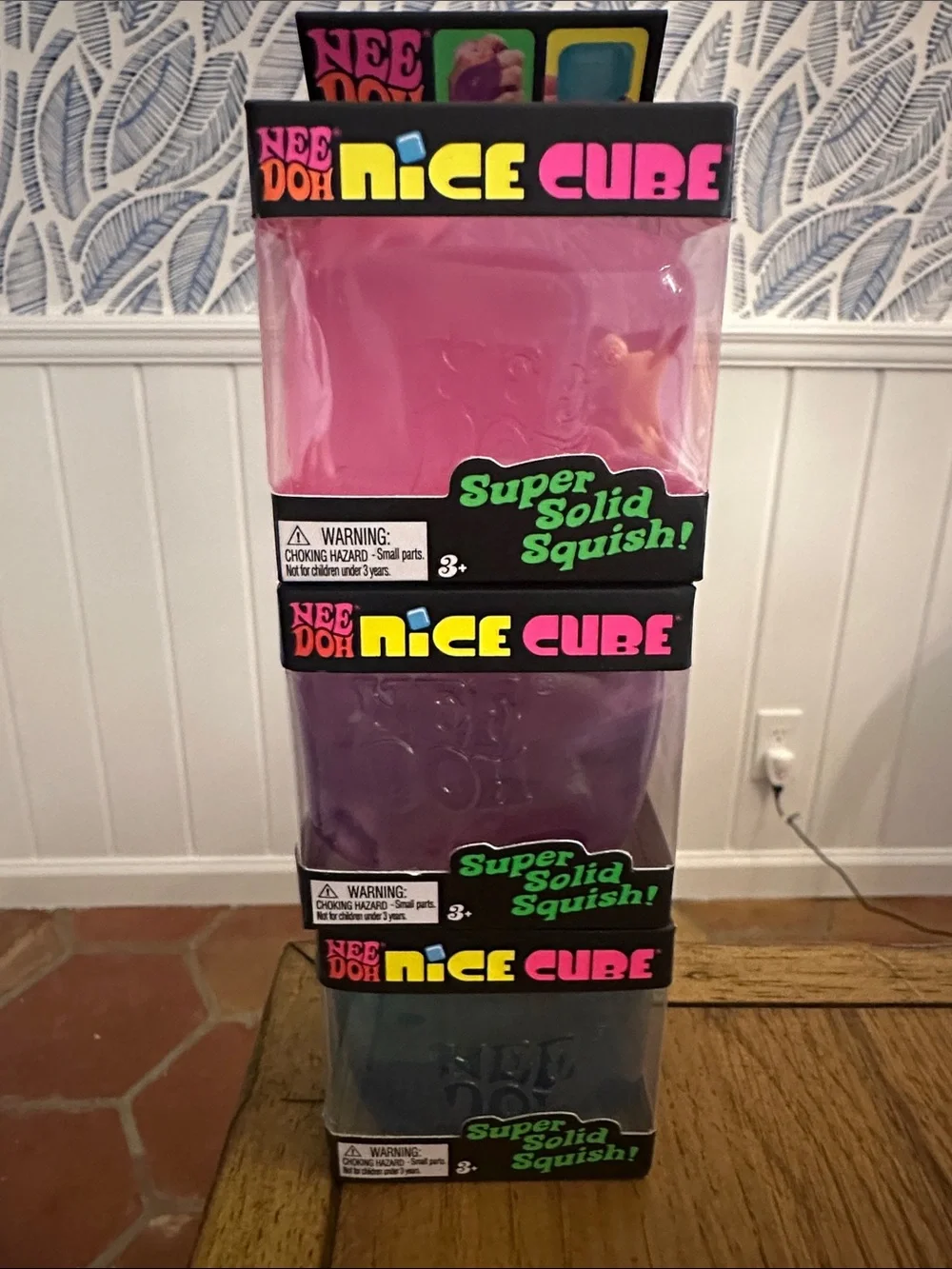 Schylling NeeDoh Nice Cube Super Solid Squish - Pink, Purple, Blue (3 Total)